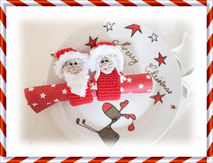 Häkelanleitung Serviettenringe / Anhänger Weihnachtsmann