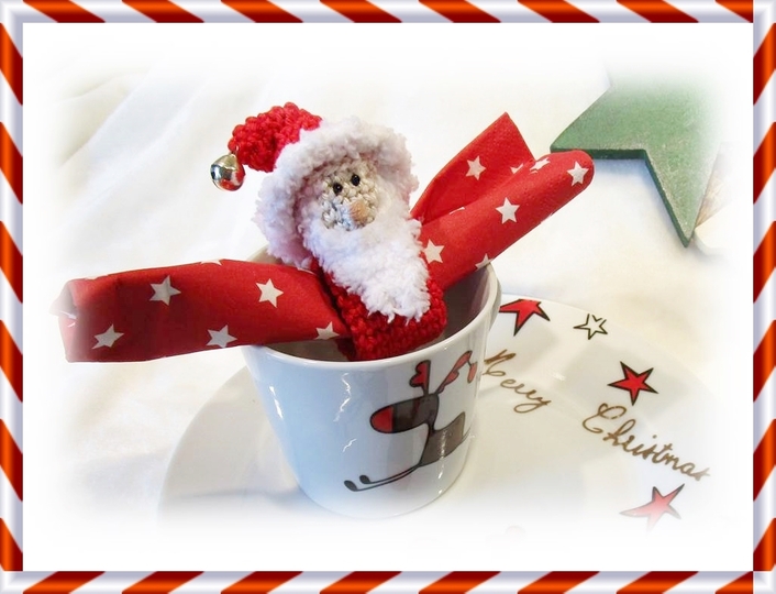 Häkelanleitung Serviettenringe / Anhänger Weihnachtsmann