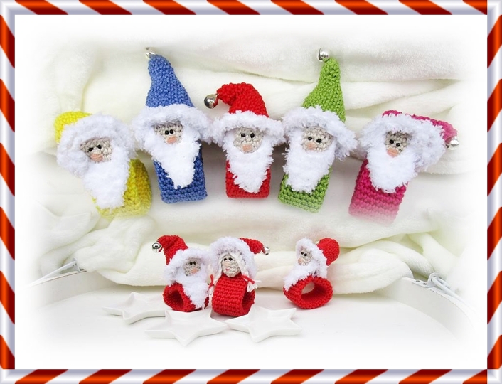 Häkelanleitung Serviettenringe / Anhänger Weihnachtsmann