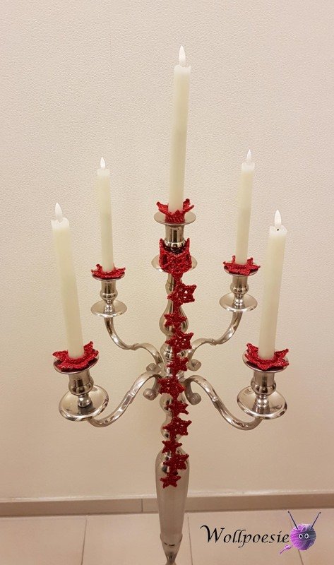 Kerzenmanschette für Stabkerzen, Stern in zwei Größen und Sternengirlande - Bild 5