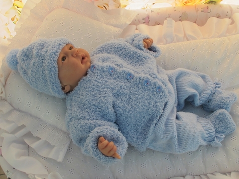 Strickanleitung für Babyset 4-teilig Gr.50/54 für Baby und Reborn