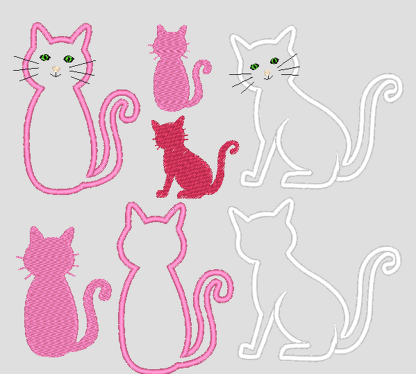 Katze Stickdatei Silhouette und Stoff-Applis