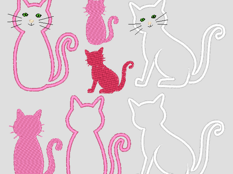 Katze Stickdatei Silhouette und Stoff-Applis