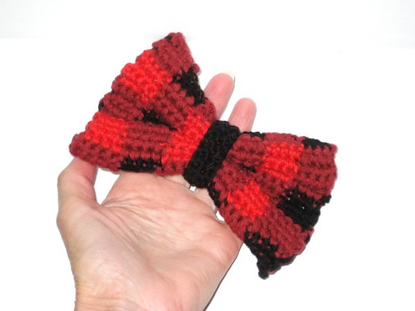 Plaid crochet bow tie