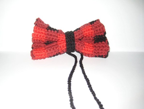 Plaid crochet bow tie