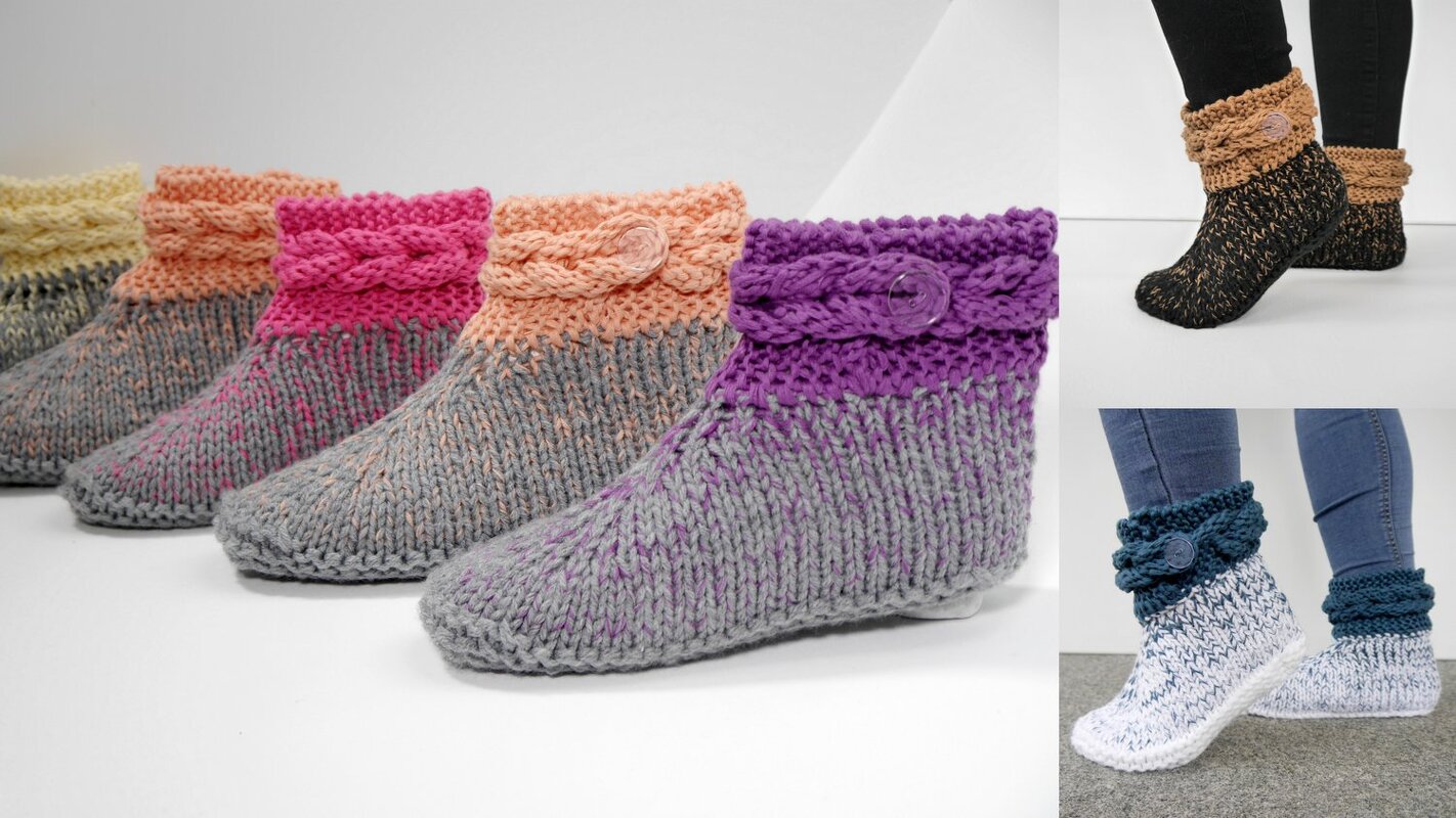 Knitting Pattern – Slippers *VRONI* Cable Knit Border – No.217E - Image 2