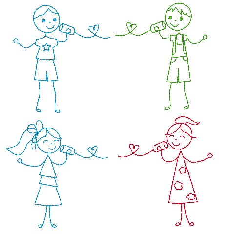 Telefon Mädchen und Junge Stickdatei