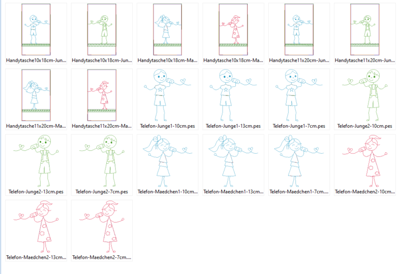 Telefon Mädchen und Junge Stickdatei