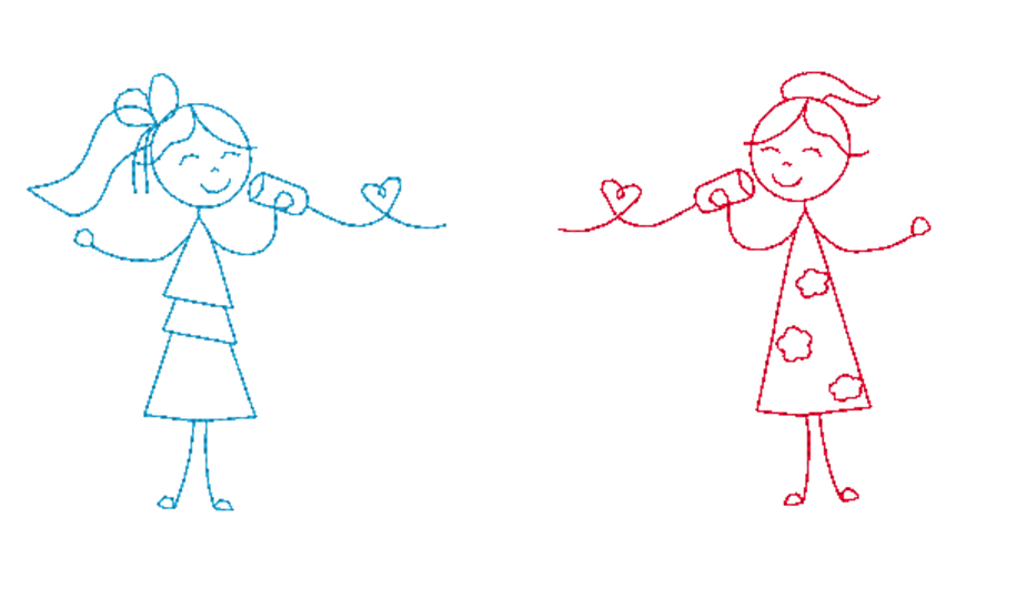 Telefon Mädchen und Junge Stickdatei