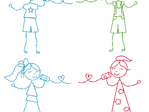 Telefon Mädchen und Junge Stickdatei