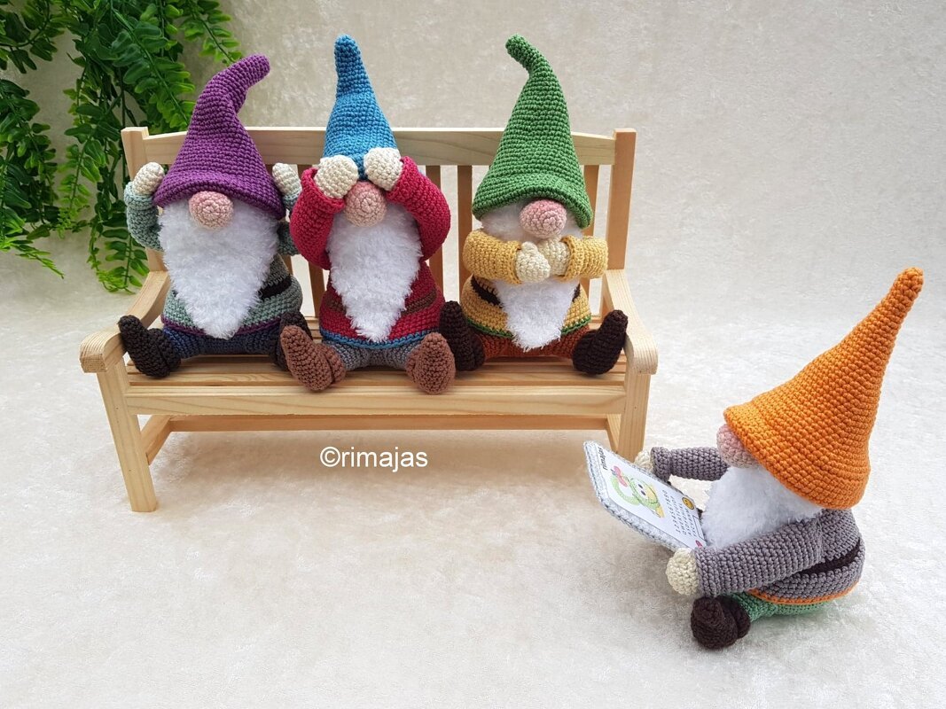 Häkelanleitung Wichtel - Die Ahnungslosen! - nichts sehen, hören, sagen