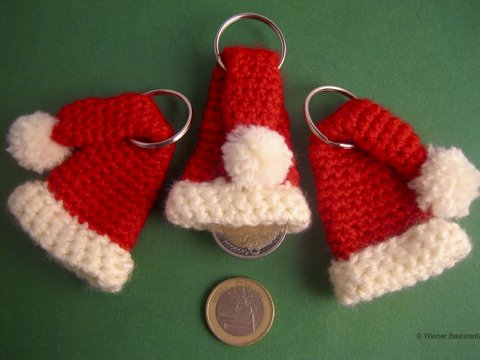 Täschchen „Santa“ Schlüsselanhänger für Gutschein oder Einkaufschip, Weihnachten, Taschenbaumler