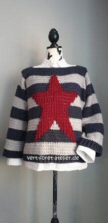 Häkelanleitung Pullover "star n' stripes" *jede Größe machbar*
