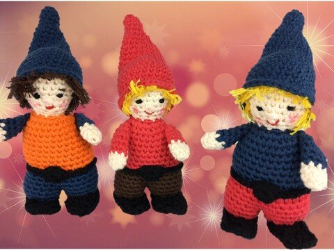 Zwerge in zwei Größen, einfache Häkelanleitung