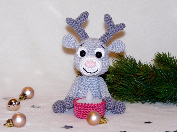 Crochet Pattern Reindeer Tealight holder