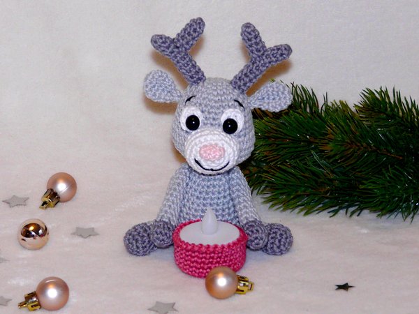 Crochet Pattern Reindeer Tealight holder