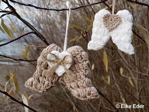 Engelsflügel / Flügel im Shabby Style mit Herz und Stern - Häkelanleitung