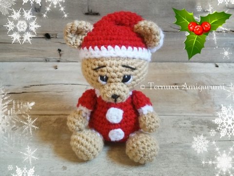 Häkelanleitung Nick,der Weihnachtsbär pdf ternura amigurumi english- deutsch- dutch
