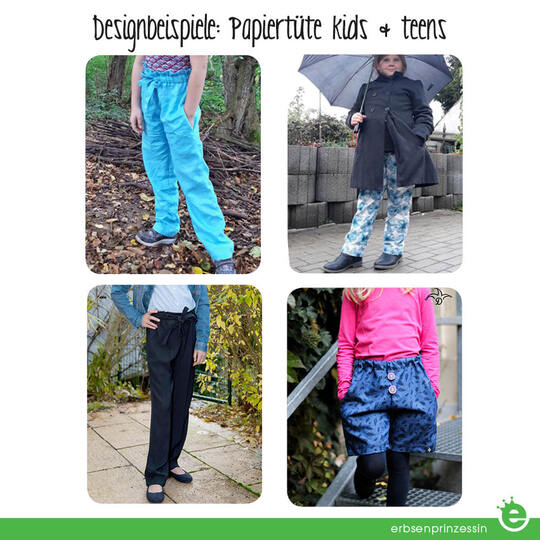 Papiertüte: Paperbag-Hose kids & teens • Gr. 122 – 176 • lässige Hose für Mädchen, Nähanfänger, Teenies