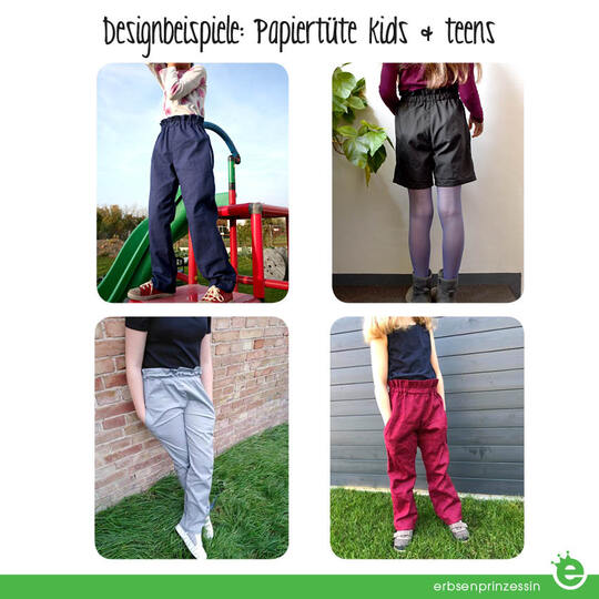 Papiertüte: Paperbag-Hose kids & teens • Gr. 122 – 176 • lässige Hose für Mädchen, Nähanfänger, Teenies