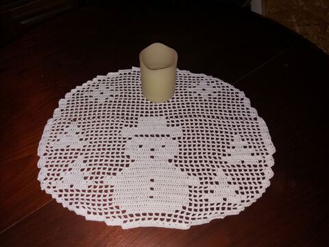 Tischdeckchen rund Weihnachten Schneemann Schneeflocke