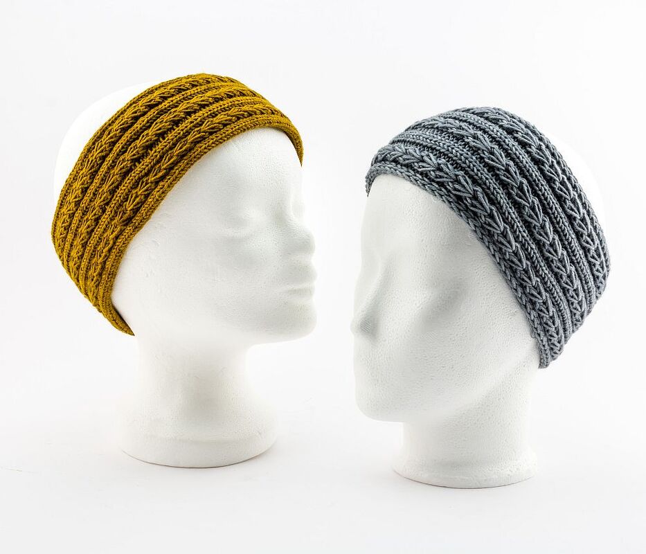 Sparset Strickanleitung Stirnbänder Golden and Silver Wheat Band