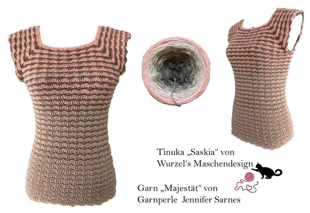 Tunika Saskia häkeln Oberteil T-Shirt Häkeltop Häkelshirt - Bild 2