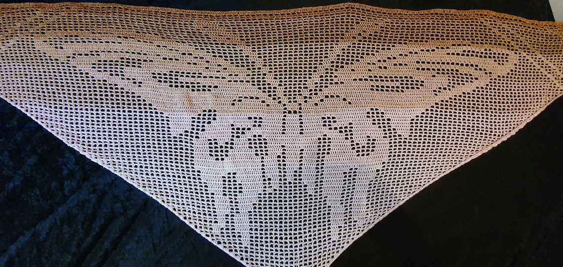 Schmetterling, Motivtuch, Häkeltuch, Dreieckstuch