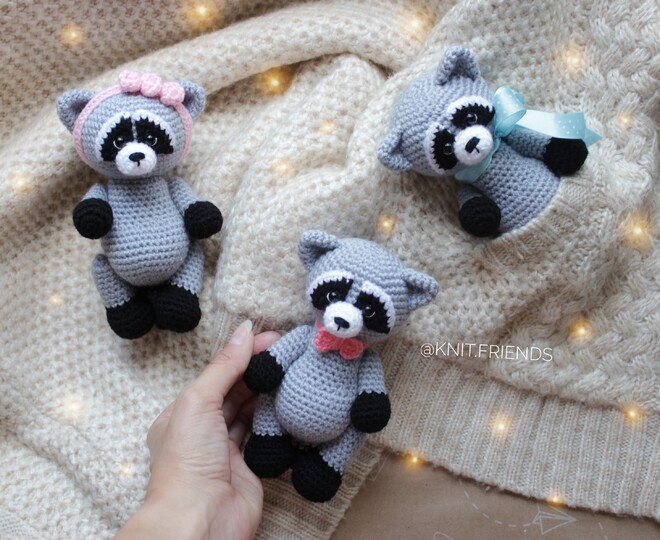 Amigurumi crochet pattern 2 in 1 Raccoon + Fox