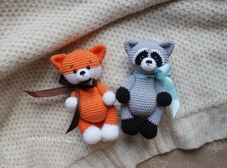Amigurumi crochet pattern 2 in 1 Raccoon + Fox