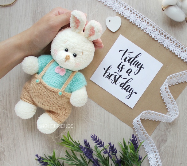 Crochet pattern 2 IN 1: amigurumi bear in a dress and bunny