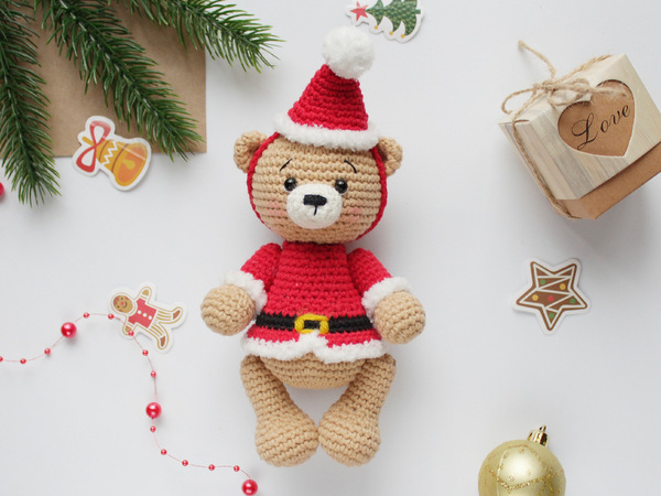 Crochet pattern Santa the bear amigurumi