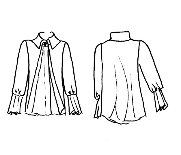 Sandfarbene Seiden-Bluse mit halbverdeckter Knopfleiste (Nähanleitung)