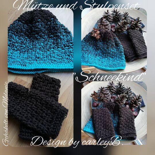 Häkelanleitung - Mützen- & Stulpen-Set "Schneekind"