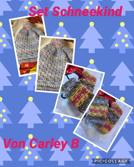 Häkelanleitung - Mützen- & Stulpen-Set "Schneekind"