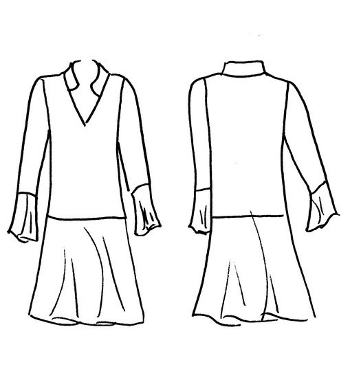 Blaugemustertes Kleid mit Ärmelvolant (Nähanleitung)