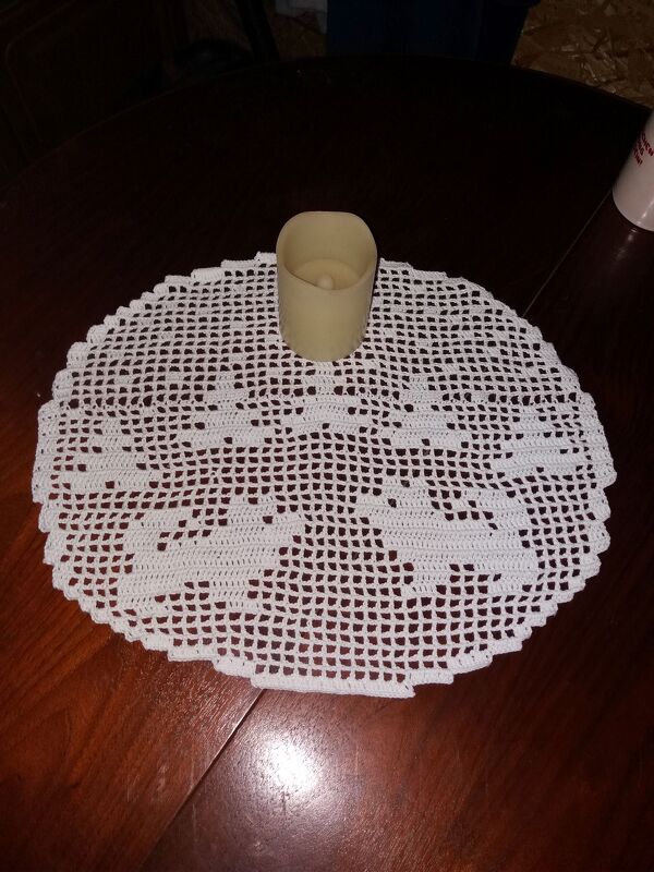 Tischdeckchen rund Weihnachten Husky Schneeflocke