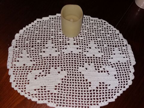 Tischdeckchen rund Weihnachten Husky Schneeflocke