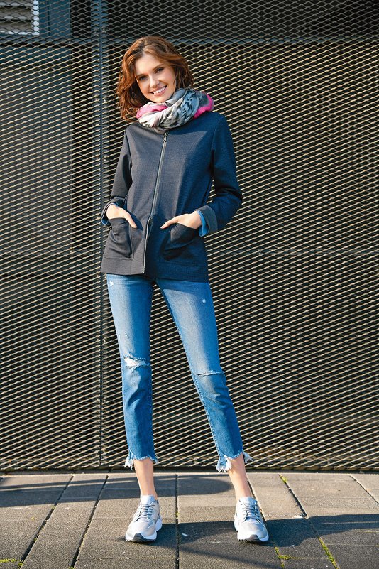 Reißverschluss-Jacke in Blau-Grau (Nähanleitung) - Bild 2