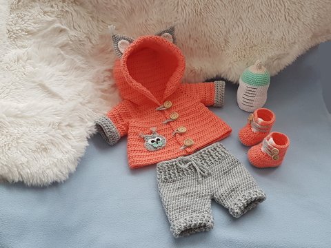 Häkelanleitung Puppenkleidung Baby Emmi im Winter