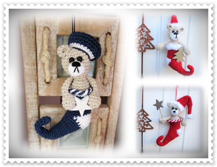 Häkelanleitung Weihnachtsbär im Socken / Maritim und Klassisch