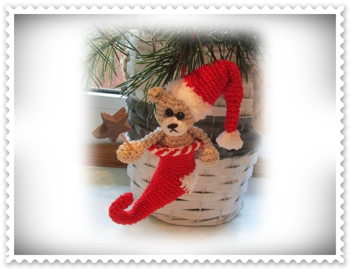 Häkelanleitung Weihnachtsbär im Socken / Maritim und Klassisch