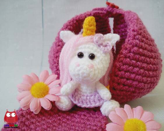 227 Crochet Pattern - Little Unicorn with a Flower House - Amigurumi PDF file by Knittoy CP