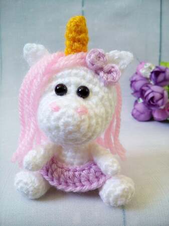 227 Crochet Pattern - Little Unicorn with a Flower House - Amigurumi PDF file by Knittoy CP
