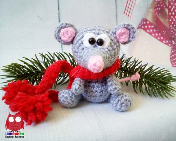 231 Crochet Pattern - Little Rat Mimi with a scarf - Amigurumi PDF file by Knittoy CP