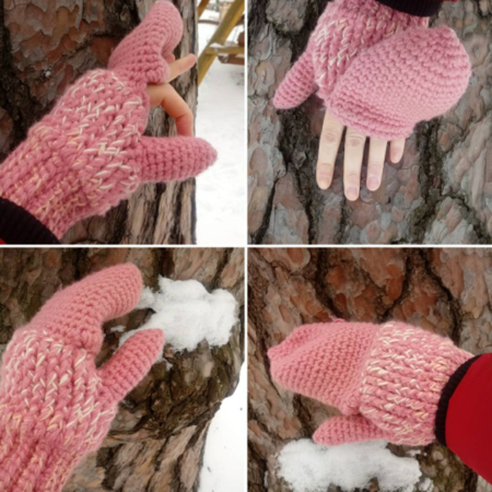 Fingerless Gloves with Flaps, Mittens with Flaps