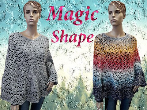 Häkelanleitung Poncho Magic Shape Größe 36 bis 48