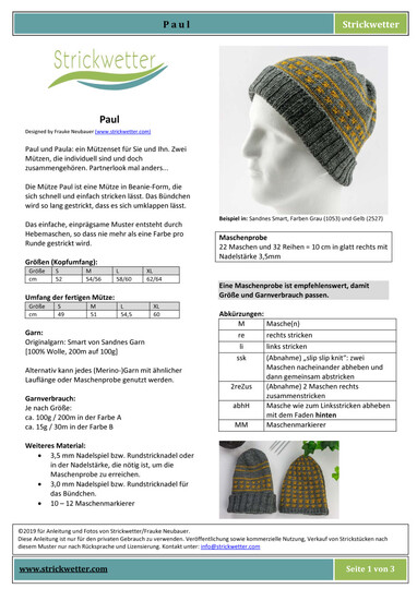 Paul und Paula - Strickanleitung für Sie und Ihn