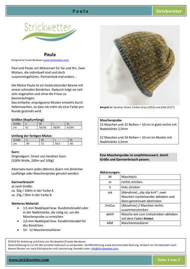 Paul und Paula - Strickanleitung für Sie und Ihn