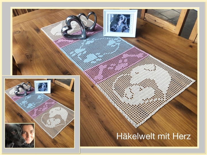 Häkeln / Tischläufer "Hundeliebe"